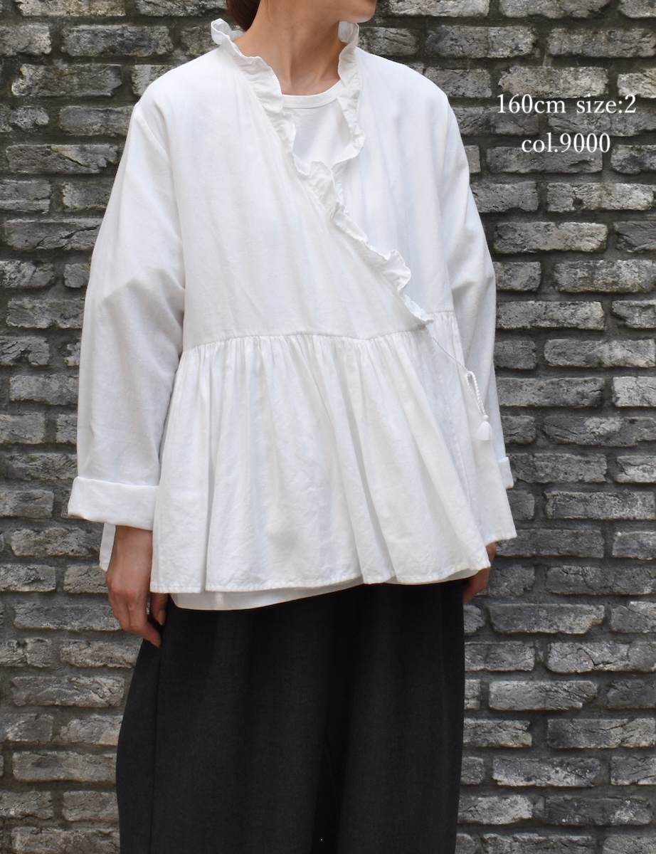 INMDS25701W(シャツ) TWILL COTTON KHADI PLAIN(WASH) FRILL CACHE COEUR