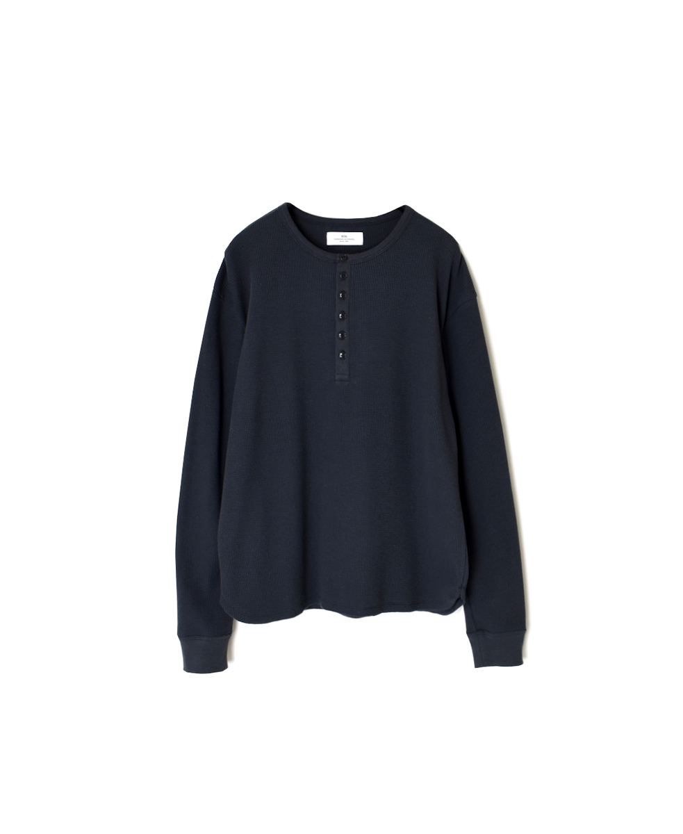 GNSL25552 (Tシャツ) HIGH DENSITY WAFFLE HENLEY-NECK L/SL TEE