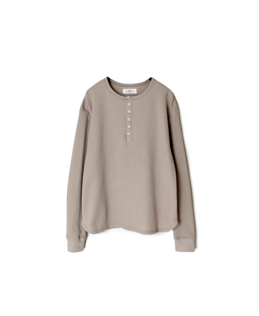 GNSL25552 (Tシャツ) HIGH DENSITY WAFFLE HENLEY-NECK L/SL TEE