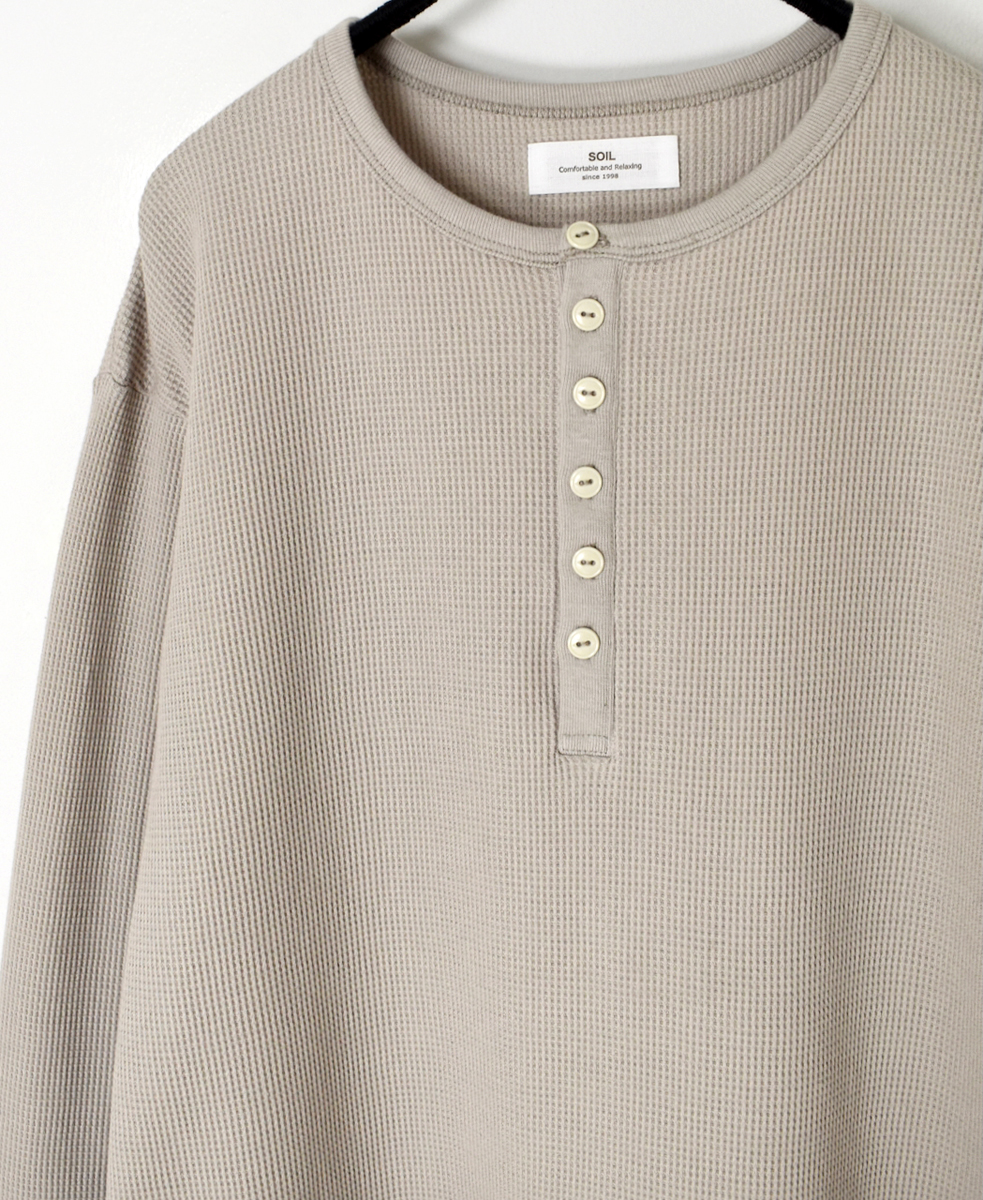 GNSL25552 (Tシャツ) HIGH DENSITY WAFFLE HENLEY-NECK L/SL TEE