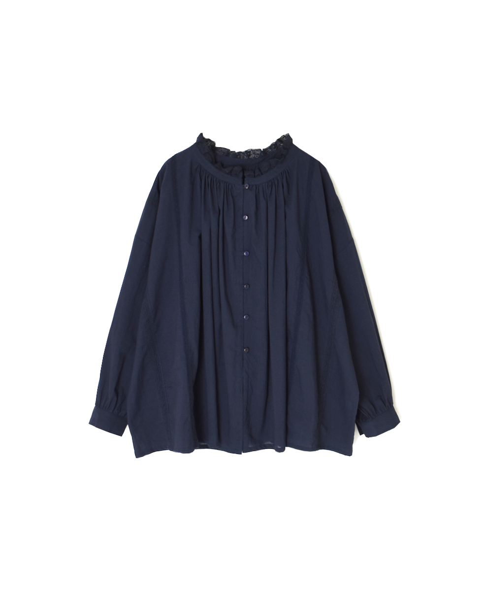 NSL25621(スモック) 60s CAMBRIC PLAIN WITH LACE GATHERED PATCHWORK SMOCK