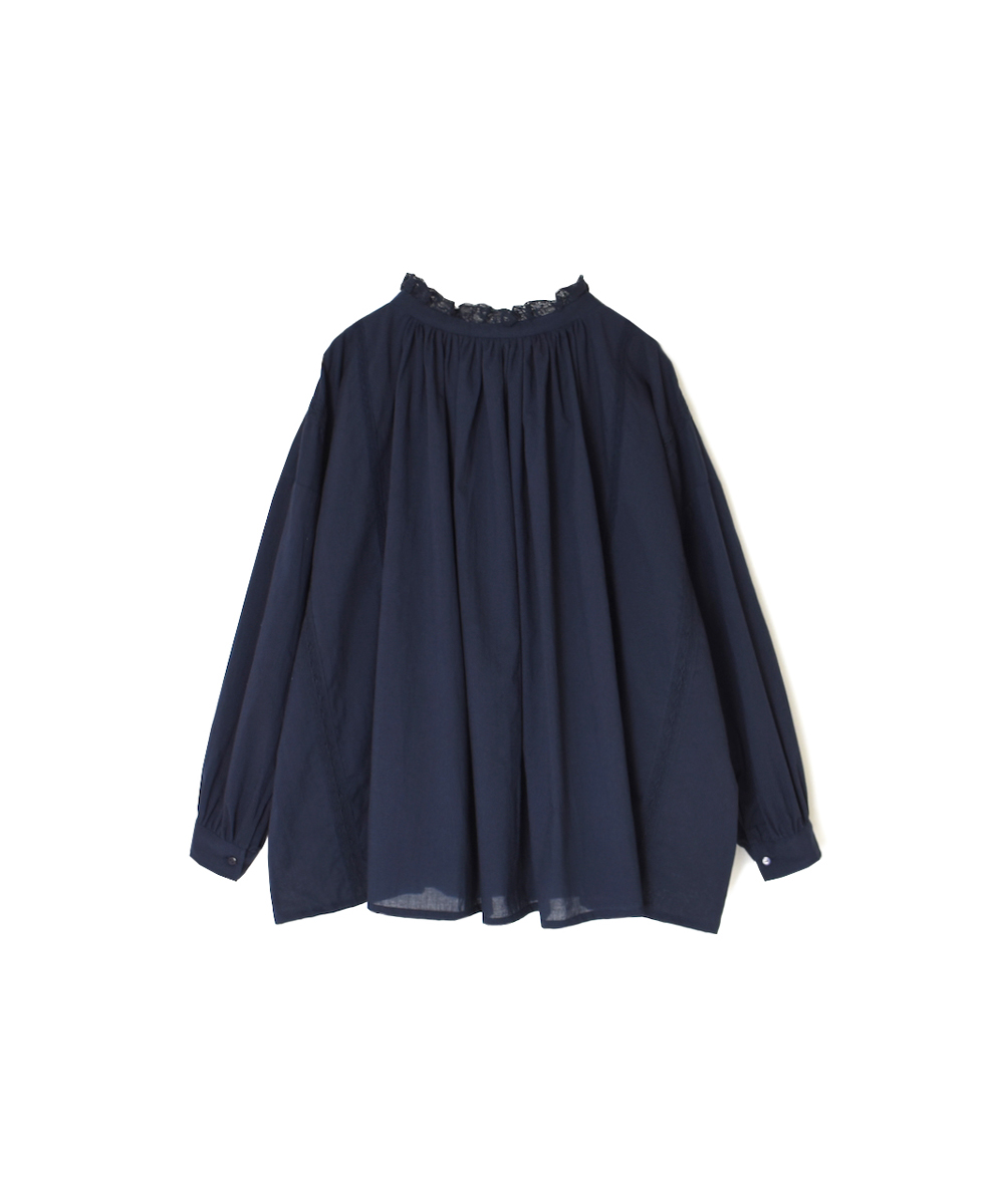 NSL25621(スモック) 60s CAMBRIC PLAIN WITH LACE GATHERED PATCHWORK SMOCK