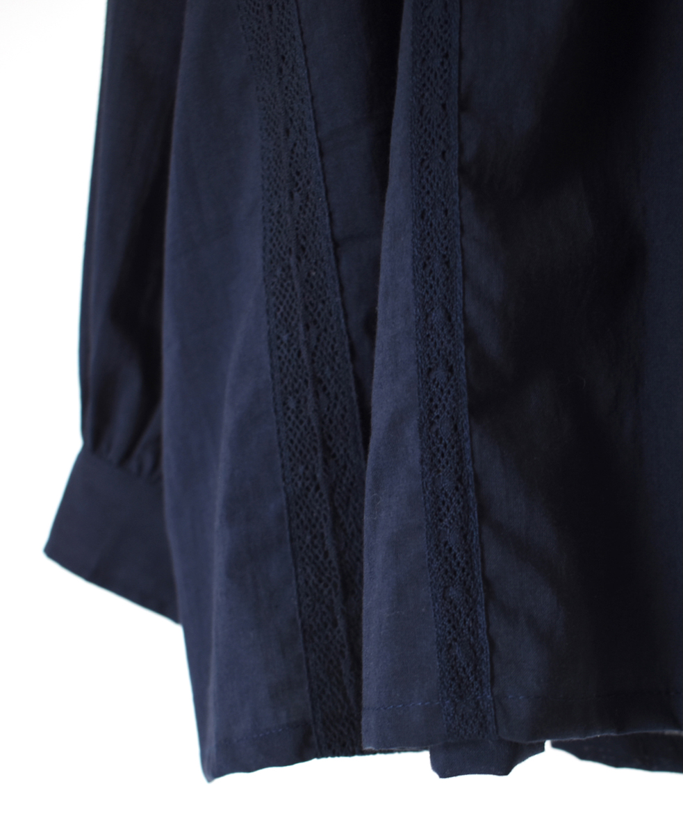 NSL25621(スモック) 60s CAMBRIC PLAIN WITH LACE GATHERED PATCHWORK SMOCK