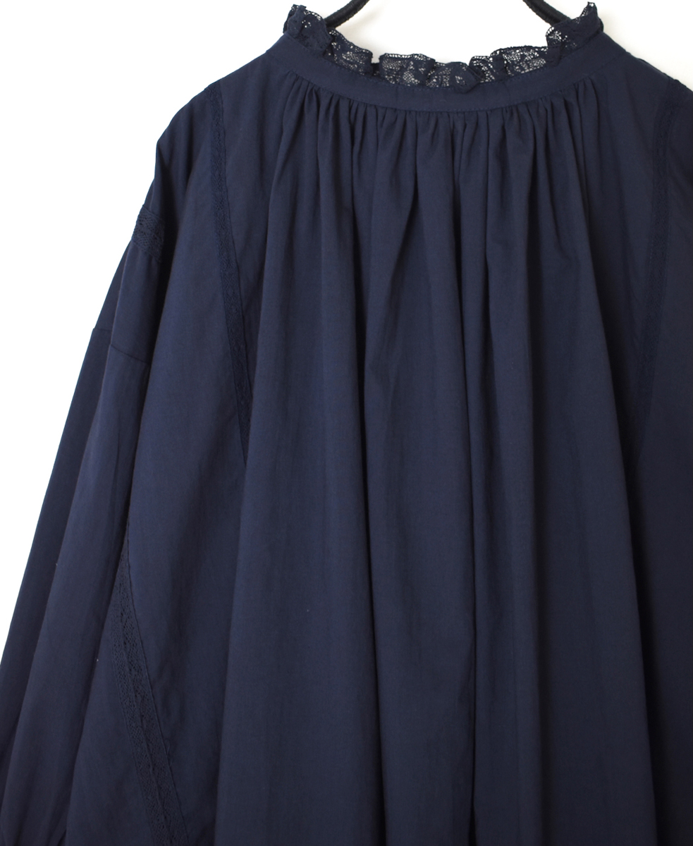 NSL25621(スモック) 60s CAMBRIC PLAIN WITH LACE GATHERED PATCHWORK SMOCK