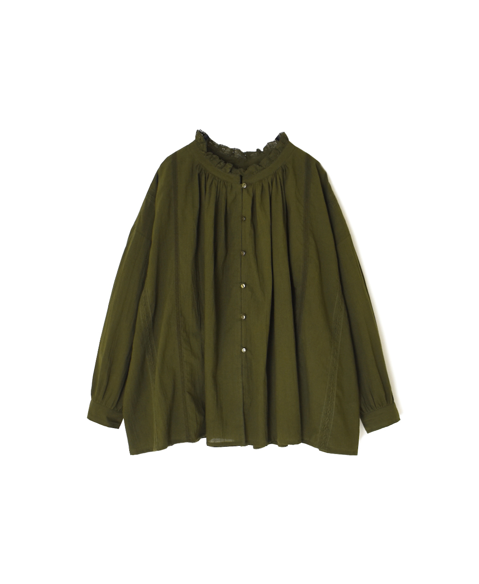 NSL25621(スモック) 60s CAMBRIC PLAIN WITH LACE GATHERED PATCHWORK SMOCK