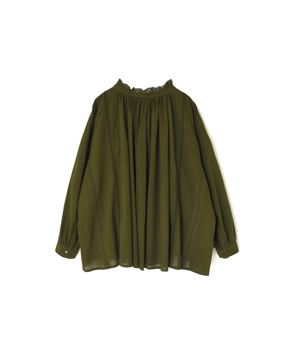 NSL25621(スモック) 60s CAMBRIC PLAIN WITH LACE GATHERED PATCHWORK SMOCK
