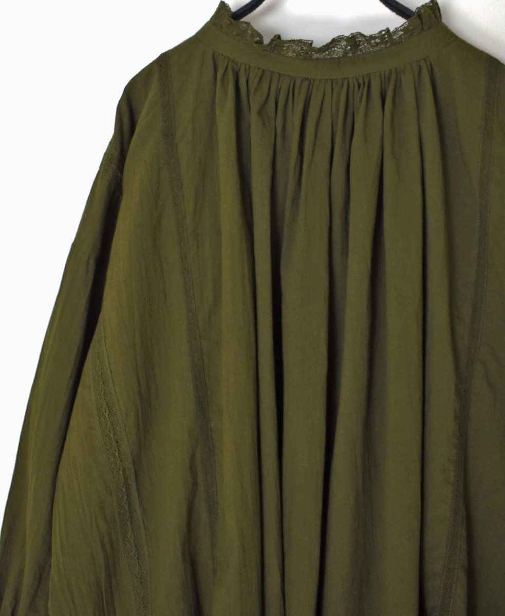 NSL25621(スモック) 60s CAMBRIC PLAIN WITH LACE GATHERED PATCHWORK SMOCK