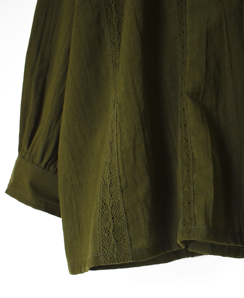 NSL25621(スモック) 60s CAMBRIC PLAIN WITH LACE GATHERED PATCHWORK SMOCK