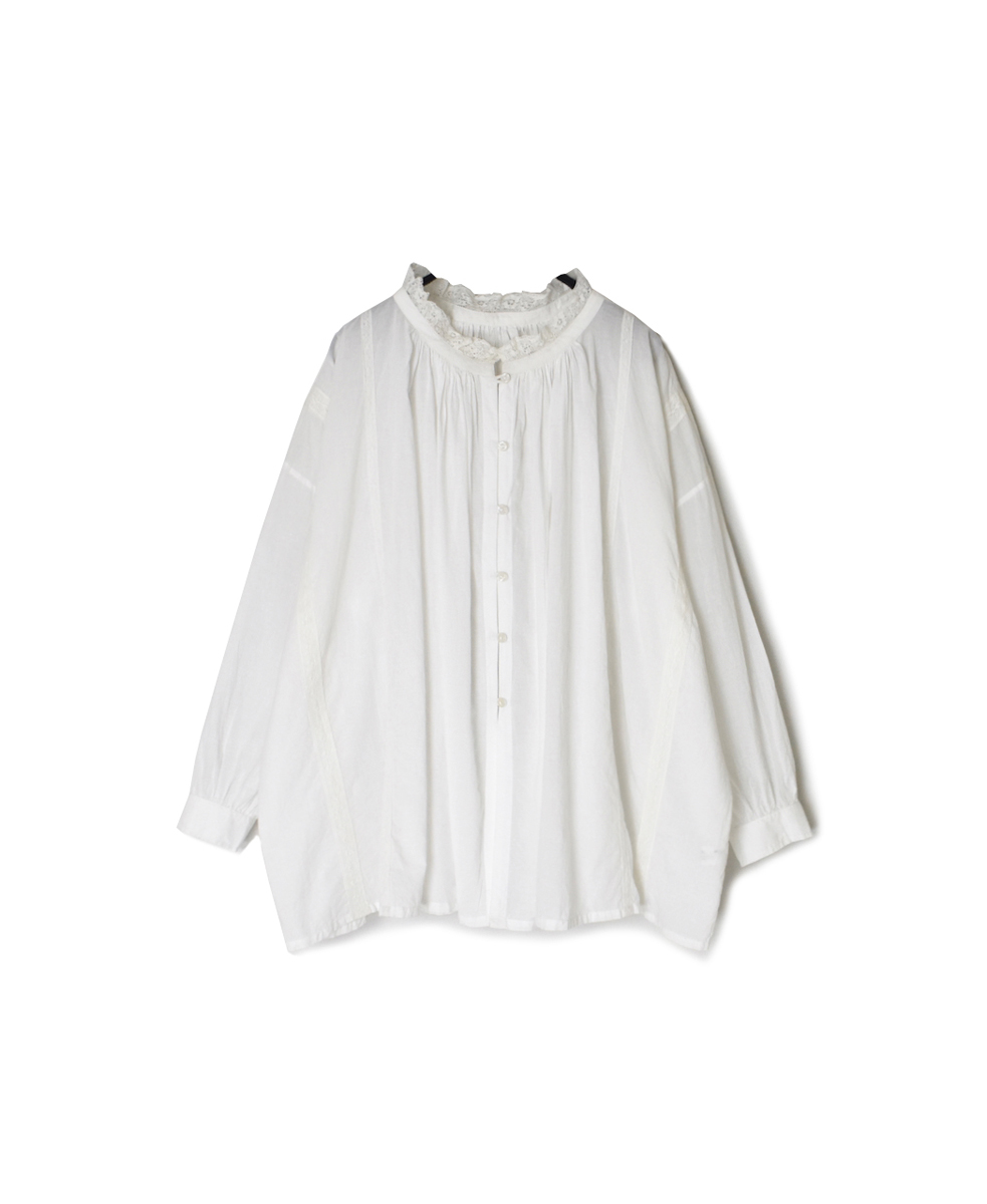 NSL25621(スモック) 60s CAMBRIC PLAIN WITH LACE GATHERED PATCHWORK SMOCK
