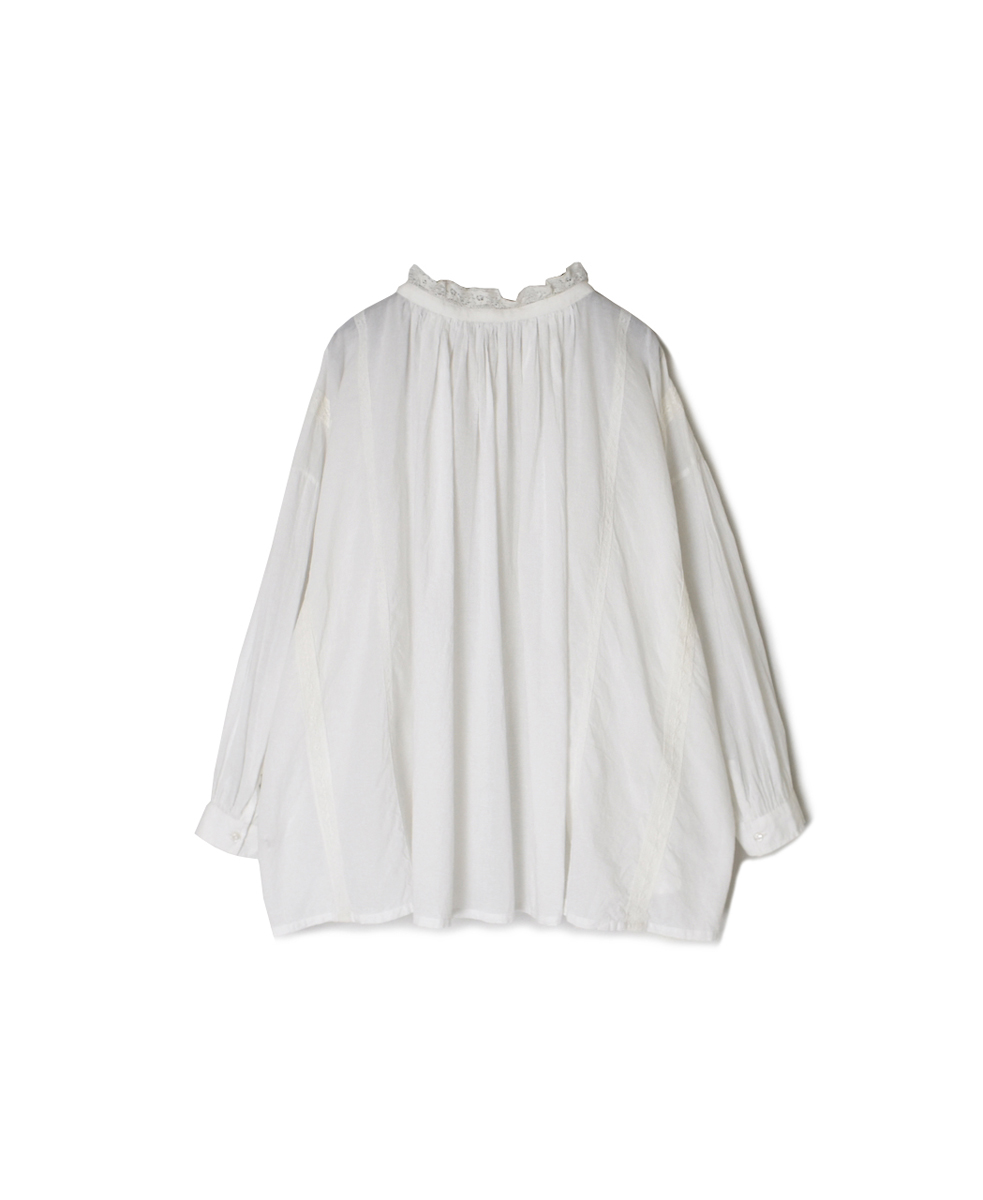 NSL25621(スモック) 60s CAMBRIC PLAIN WITH LACE GATHERED PATCHWORK SMOCK