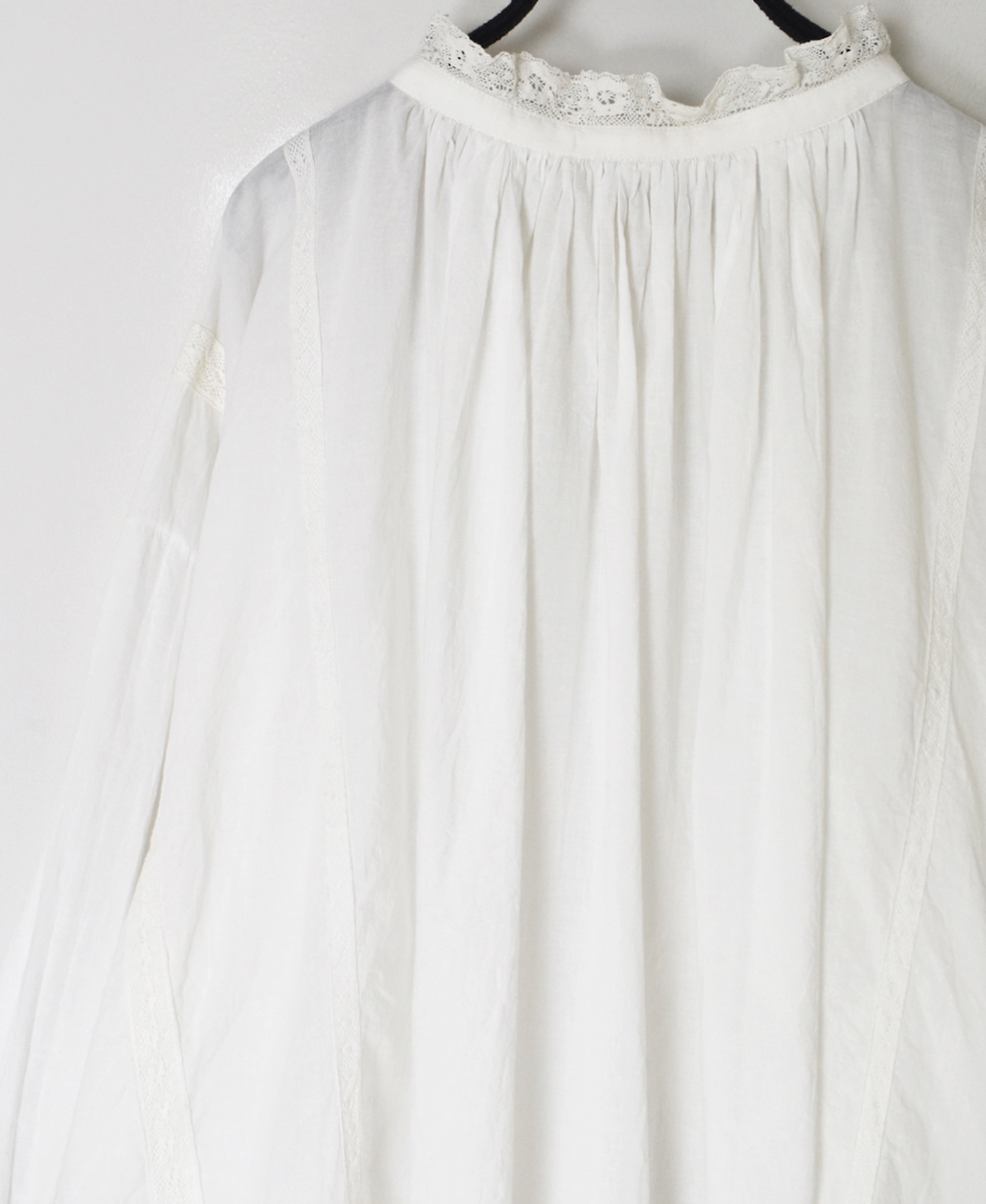 NSL25621(スモック) 60s CAMBRIC PLAIN WITH LACE GATHERED PATCHWORK SMOCK