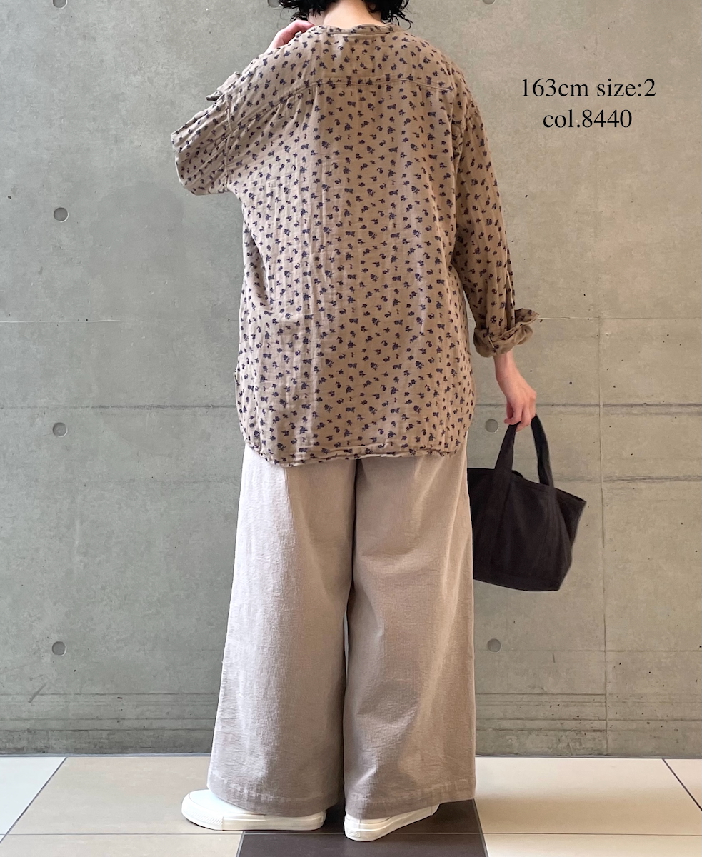 INAM2561GFD (シャツ) DOUBLE GAUZE FLOWER PRINT UTILITY BANDED COLLAR SHIRTS