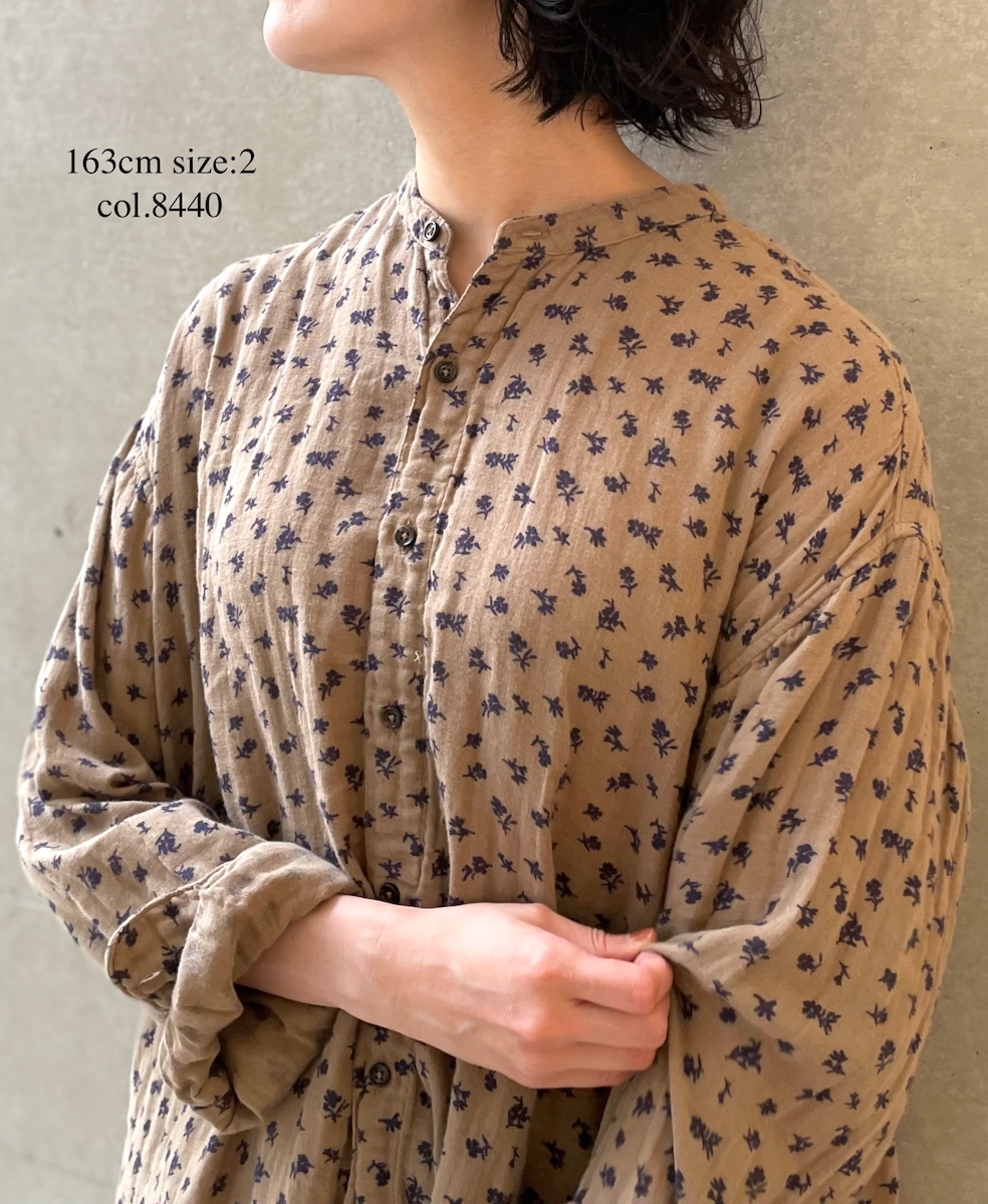 INAM2561GFD (シャツ) DOUBLE GAUZE FLOWER PRINT UTILITY BANDED COLLAR SHIRTS
