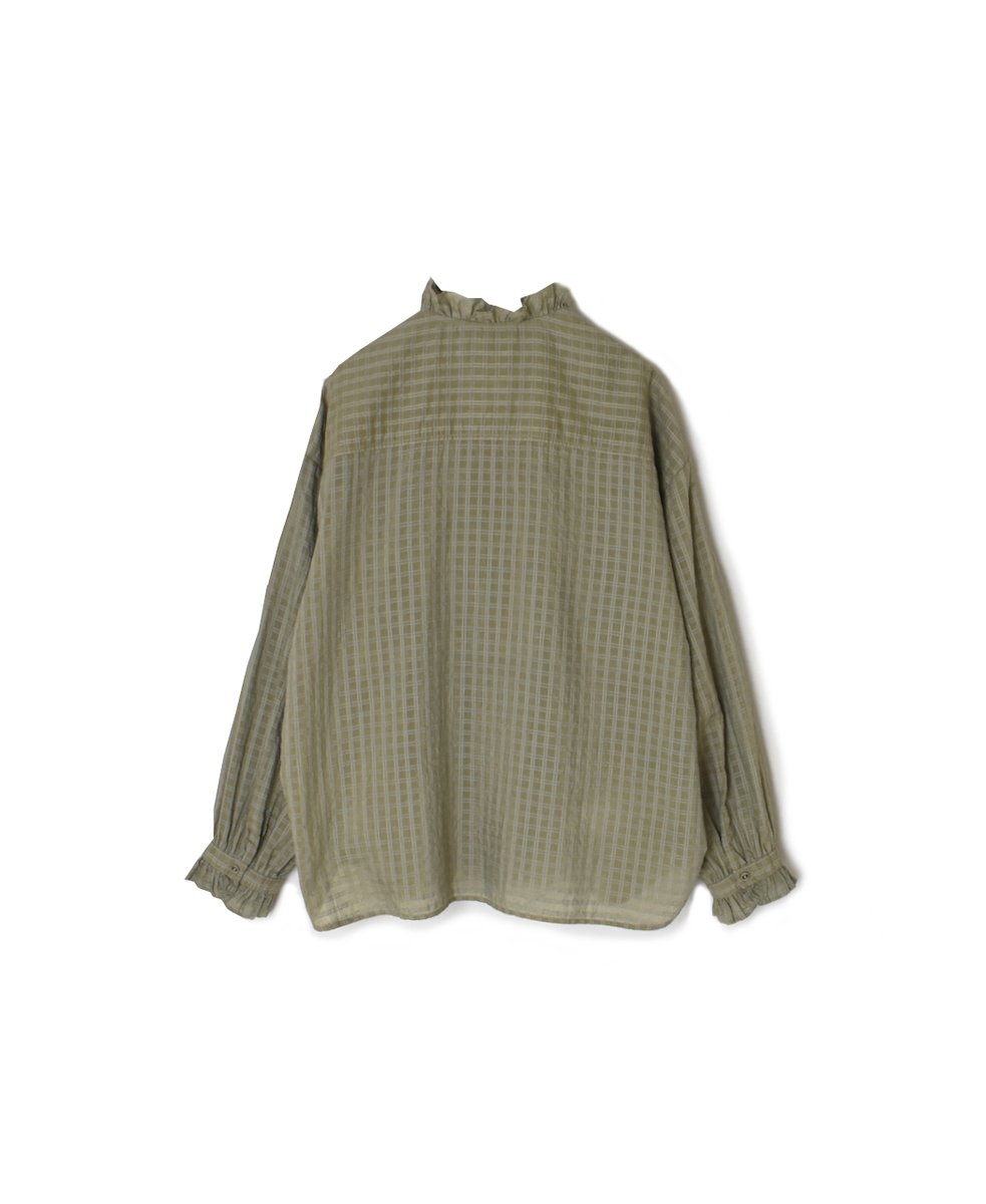 INMDS25712(シャツ) HANDWOVEN COTTON/SILK SELF CHECK FRILL COLLAR SHIRT