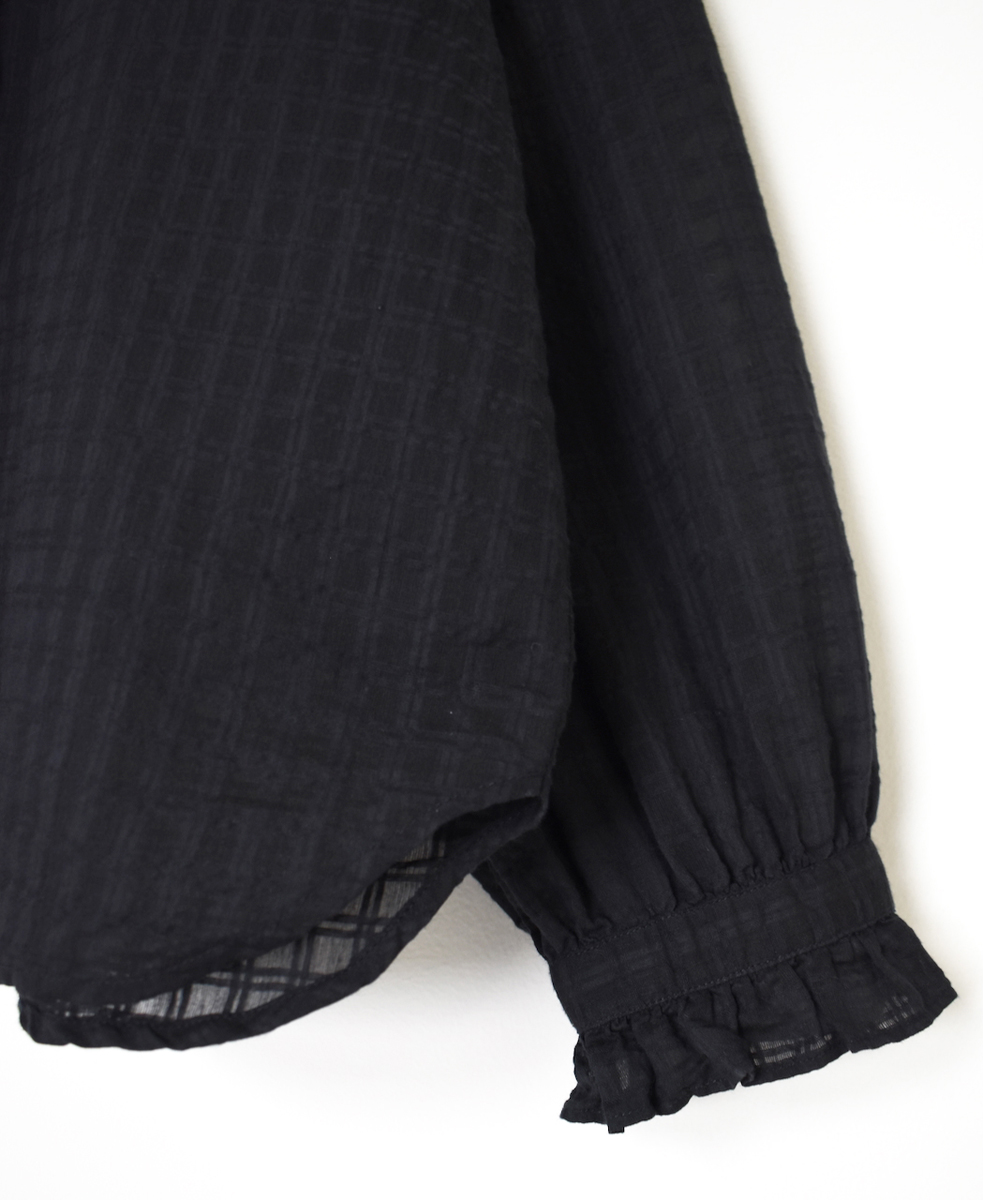 INMDS25712(シャツ) HANDWOVEN COTTON/SILK SELF CHECK FRILL COLLAR SHIRT