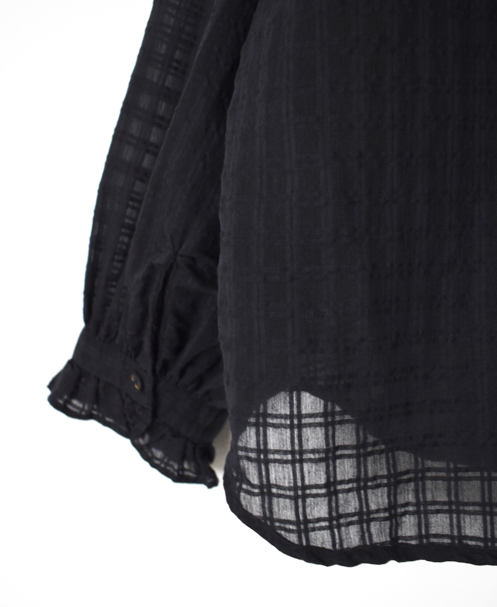 INMDS25712(シャツ) HANDWOVEN COTTON/SILK SELF CHECK FRILL COLLAR SHIRT