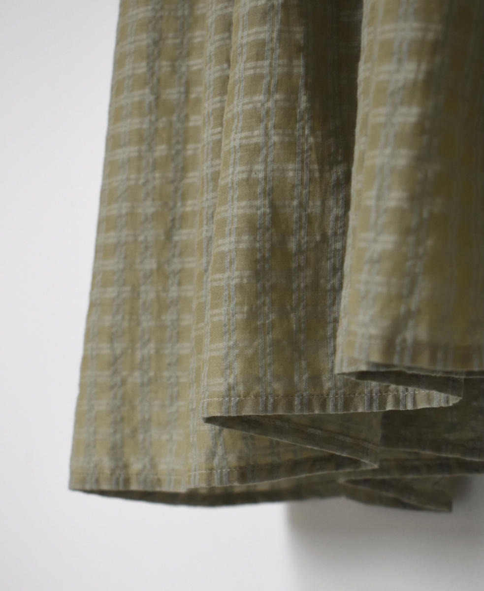 INMDS25714(ワンピース) HANDWOVEN COTTON/SILK SELF CHECK LACE COLLAR DRESS WITH PINTUCK