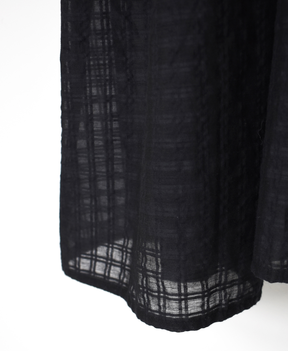 INMDS25714(ワンピース) HANDWOVEN COTTON/SILK SELF CHECK LACE COLLAR DRESS WITH PINTUCK