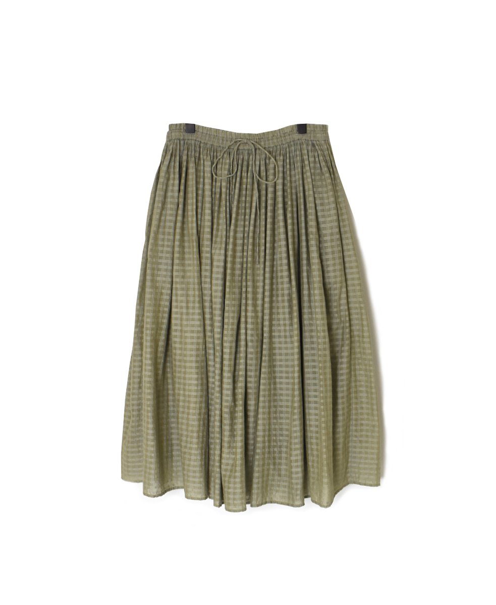 INMDS25715(スカート) HANDWOVEN COTTON/SILK SELF CHECK GATHERED SKIRT