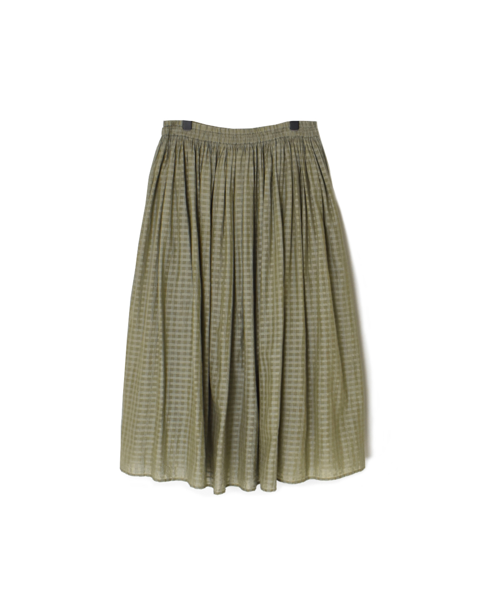 INMDS25715(スカート) HANDWOVEN COTTON/SILK SELF CHECK GATHERED SKIRT