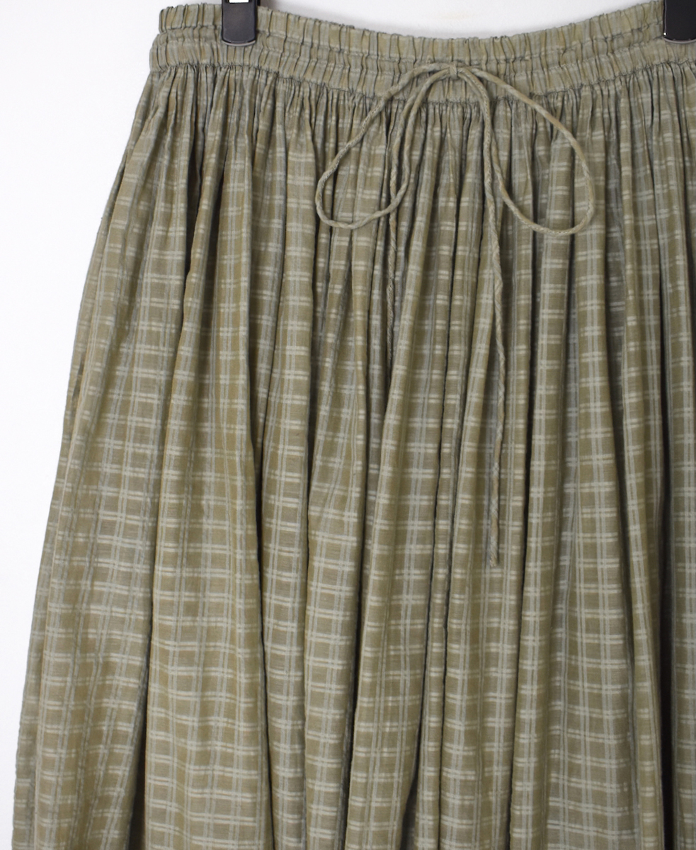 INMDS25715(スカート) HANDWOVEN COTTON/SILK SELF CHECK GATHERED SKIRT