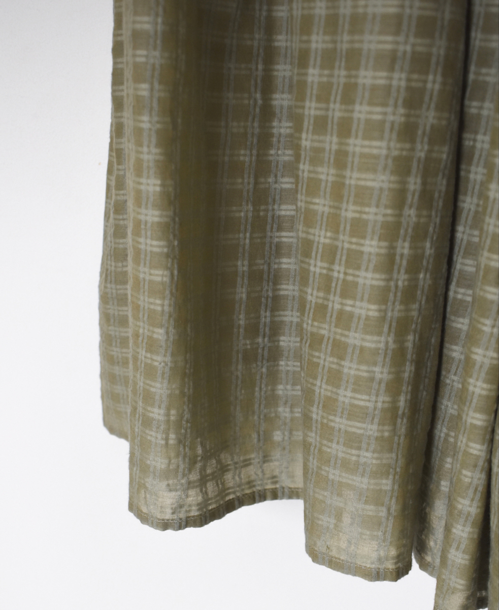 INMDS25715(スカート) HANDWOVEN COTTON/SILK SELF CHECK GATHERED SKIRT
