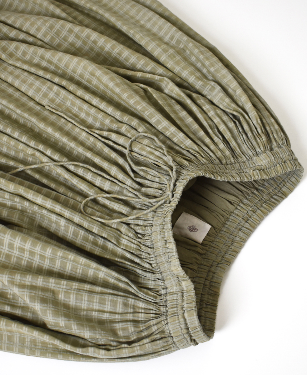 INMDS25715(スカート) HANDWOVEN COTTON/SILK SELF CHECK GATHERED SKIRT