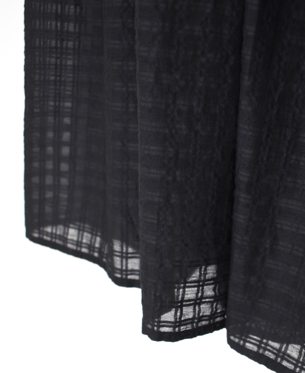 INMDS25715(スカート) HANDWOVEN COTTON/SILK SELF CHECK GATHERED SKIRT
