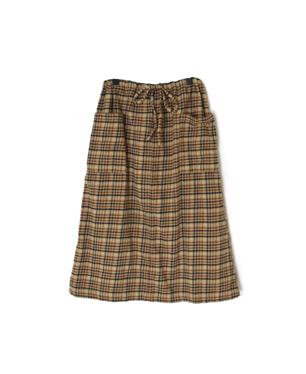 INHT2564CKD(スカート) COTTON CHECK OVERDYE EASY SKIRT