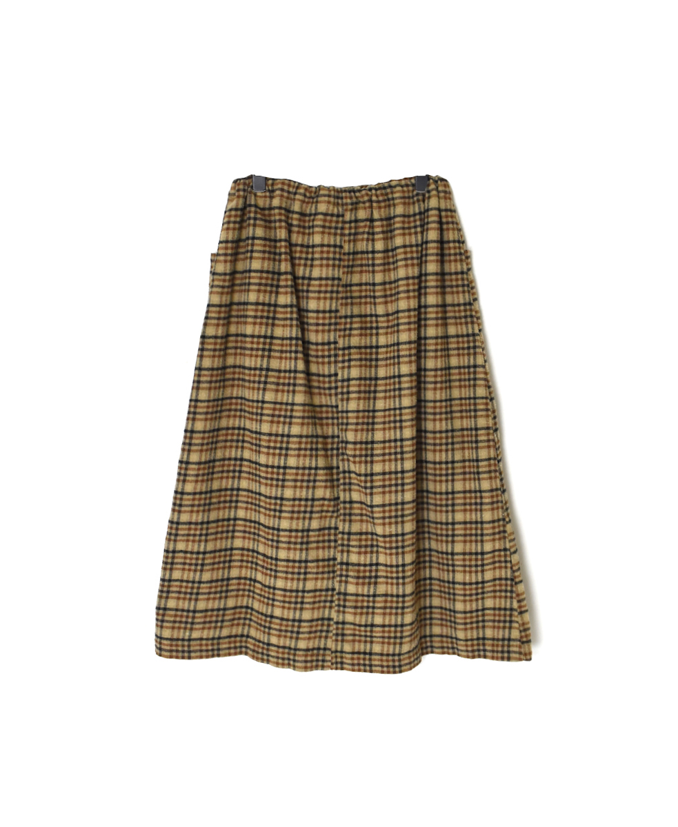 INHT2564CKD(スカート) COTTON CHECK OVERDYE EASY SKIRT