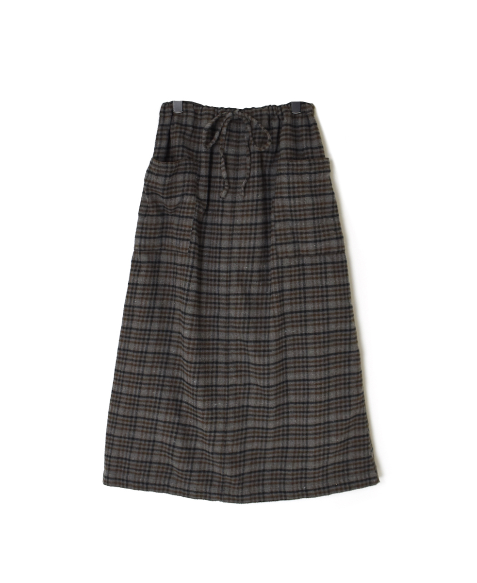 INHT2564CKD(スカート) COTTON CHECK OVERDYE EASY SKIRT