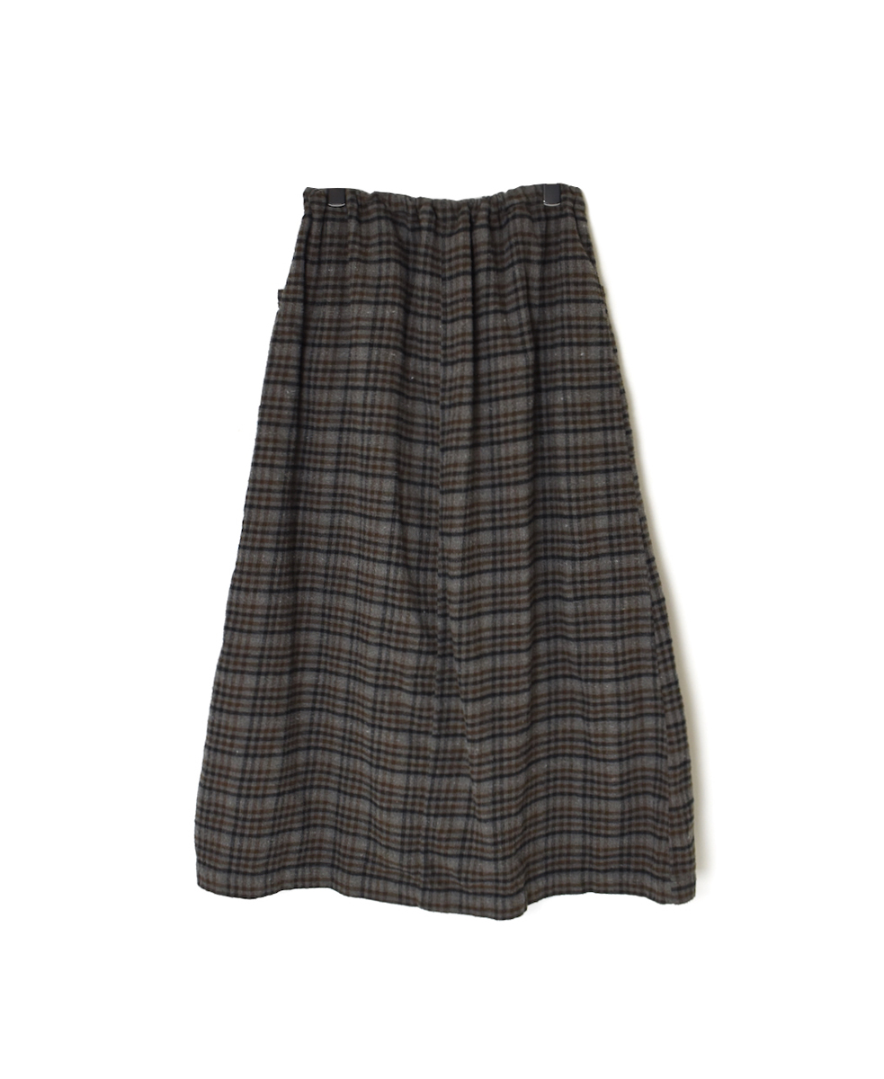 INHT2564CKD(スカート) COTTON CHECK OVERDYE EASY SKIRT