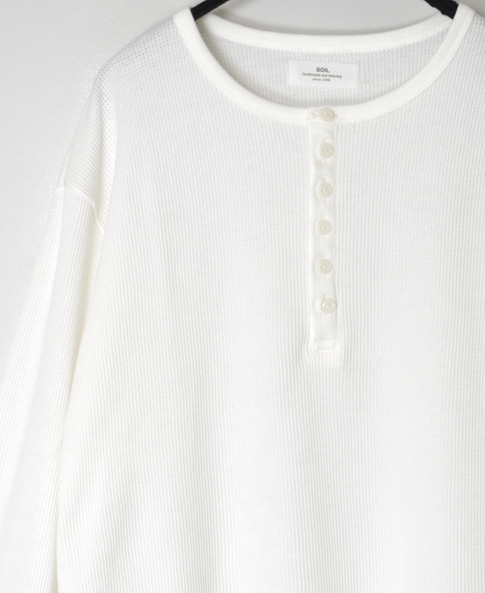 GNSL25552 (Tシャツ) HIGH DENSITY WAFFLE HENLEY-NECK L/SL TEE