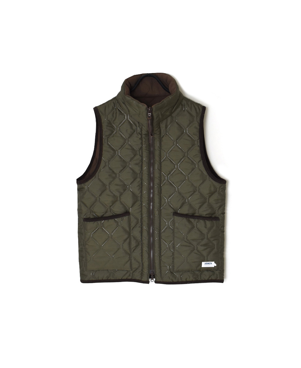 NAM2253 (ベスト) POLYxFLEECE HEAT QUILT HIGH-NECK FULL DOUBLE ZIP-UP REVERSIBLE VEST