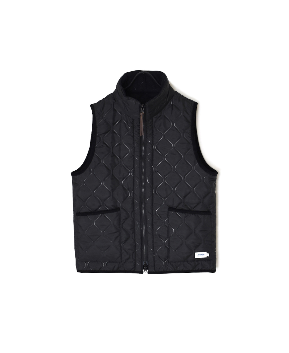 NAM2253 (ベスト) POLYxFLEECE HEAT QUILT HIGH-NECK FULL DOUBLE ZIP-UP REVERSIBLE VEST