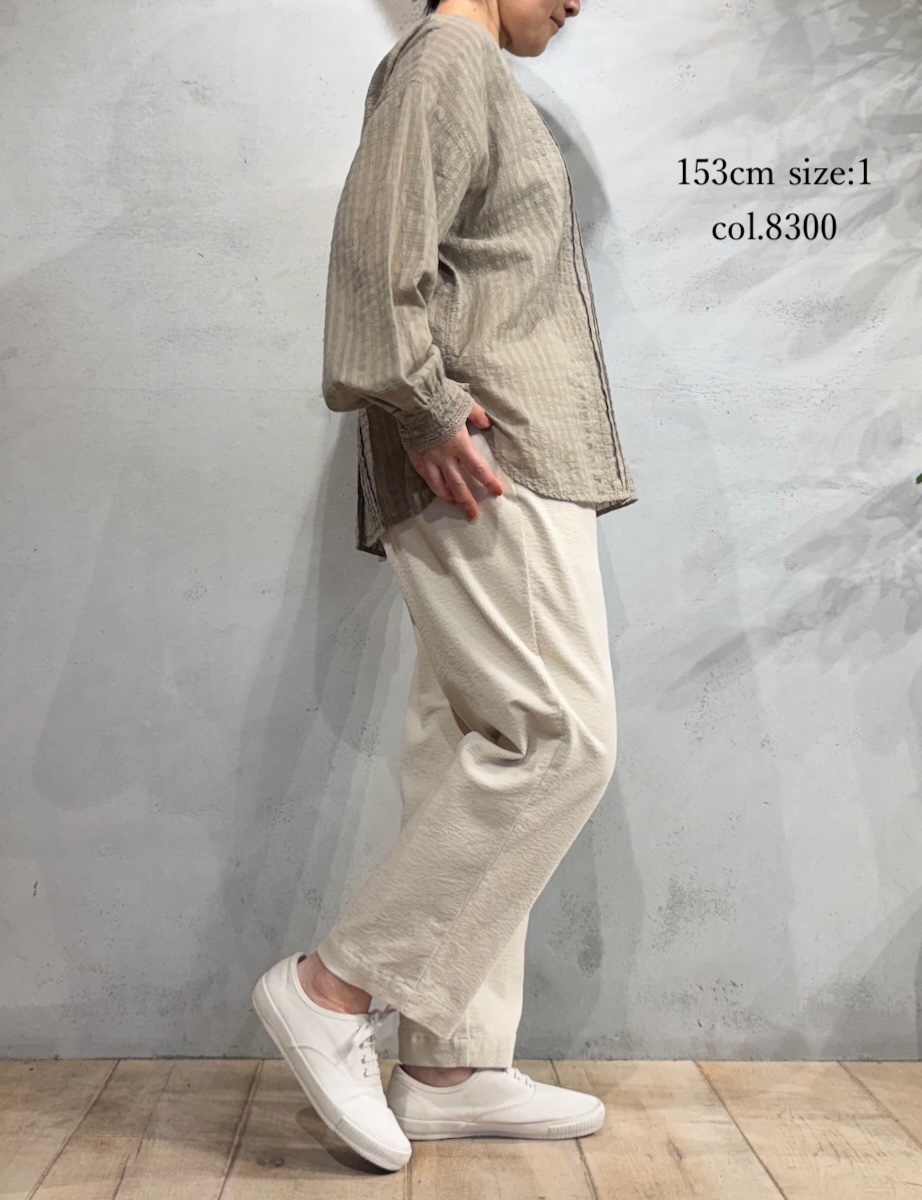 INMDS25713(シャツ) HANDWOVEN COTTON/SILK SELF CHECK LACE COLLAR PINTUCK SHIRT