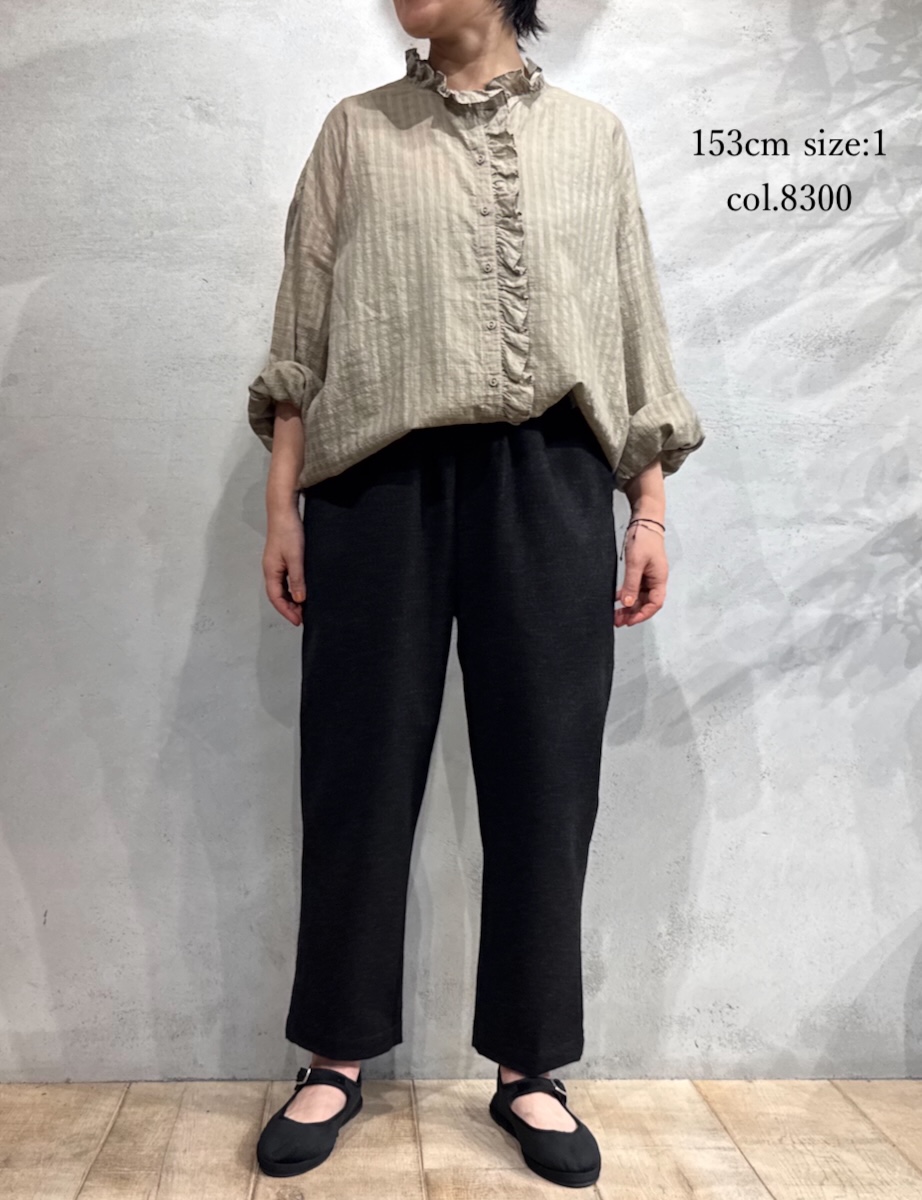 INMDS25712(シャツ) HANDWOVEN COTTON/SILK SELF CHECK FRILL COLLAR SHIRT
