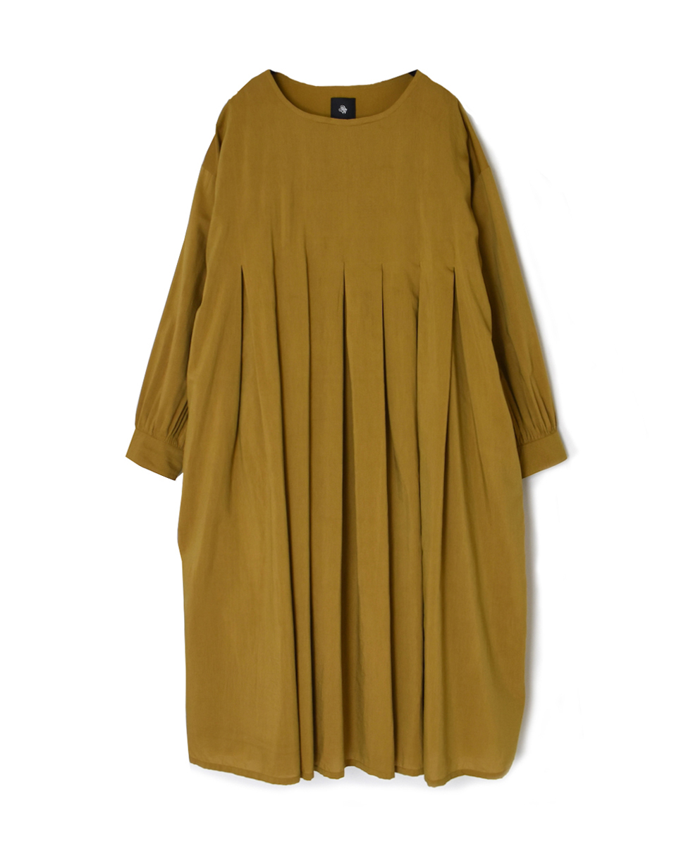 INMDS25743(ワンピース) BANGALORE COTTON/SILK PLAIN INVERTED PLEATS L/SL DRESS WITH LINING