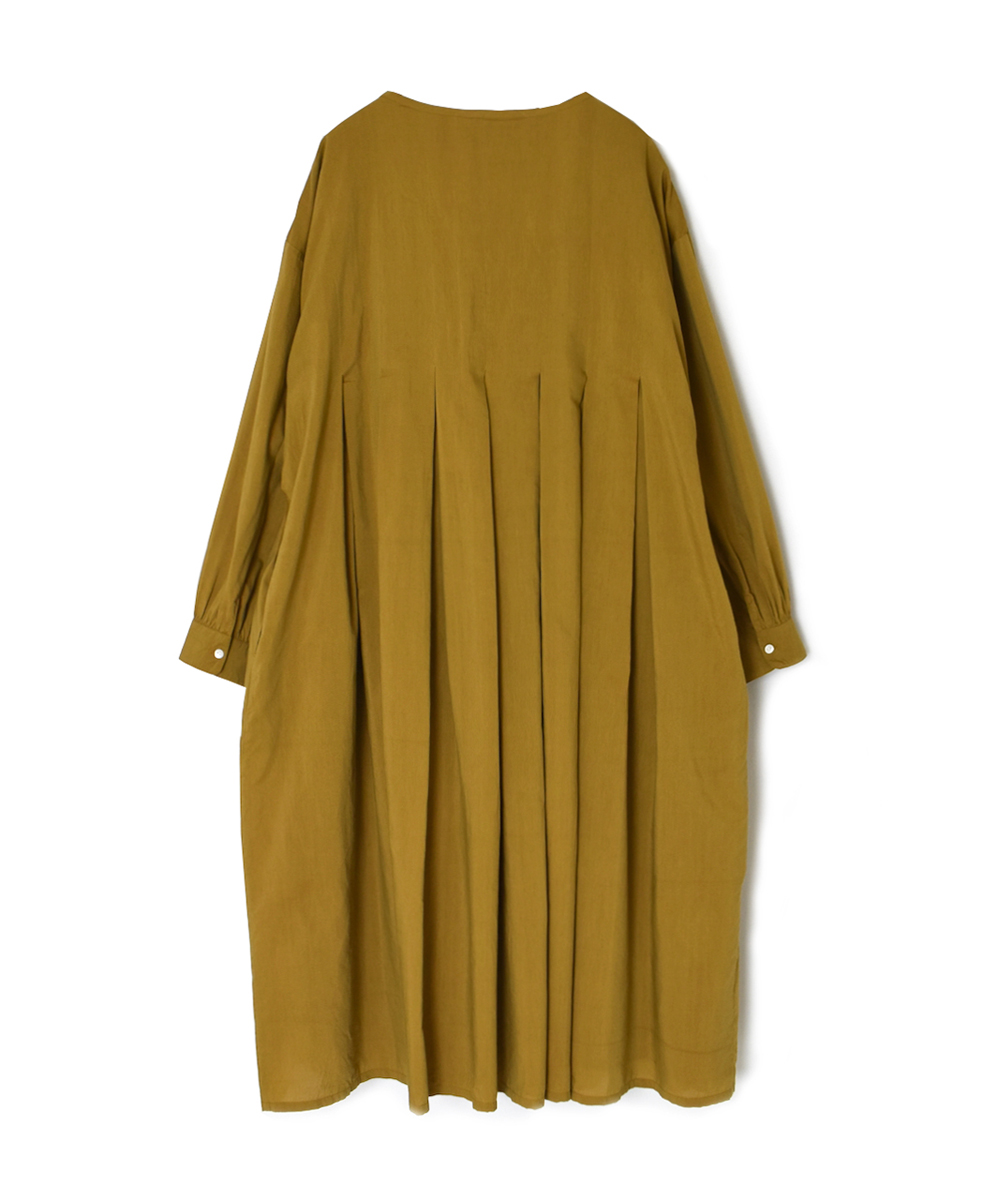 INMDS25743(ワンピース) BANGALORE COTTON/SILK PLAIN INVERTED PLEATS L/SL DRESS WITH LINING