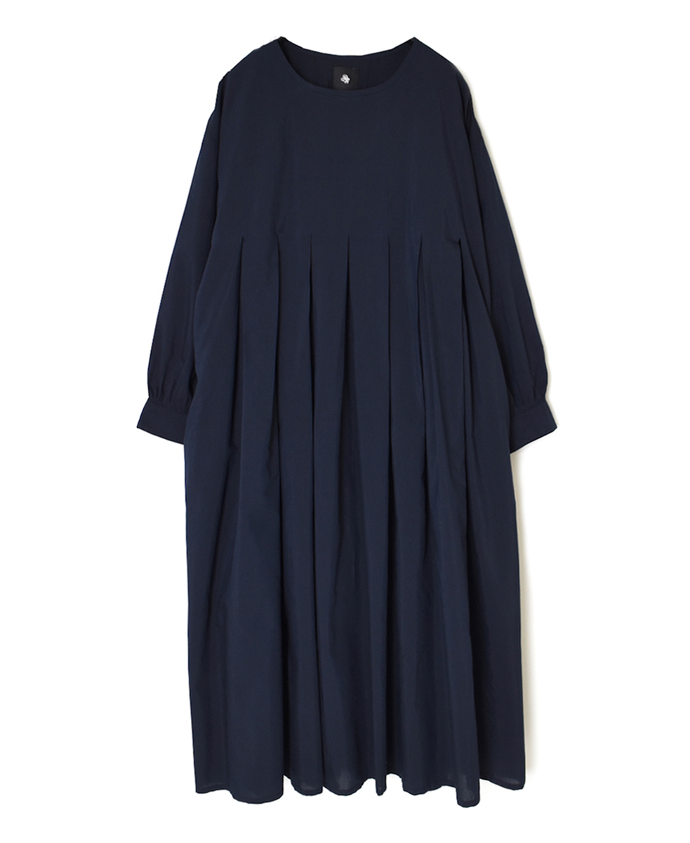 INMDS25743(ワンピース) BANGALORE COTTON/SILK PLAIN INVERTED PLEATS L/SL DRESS WITH LINING