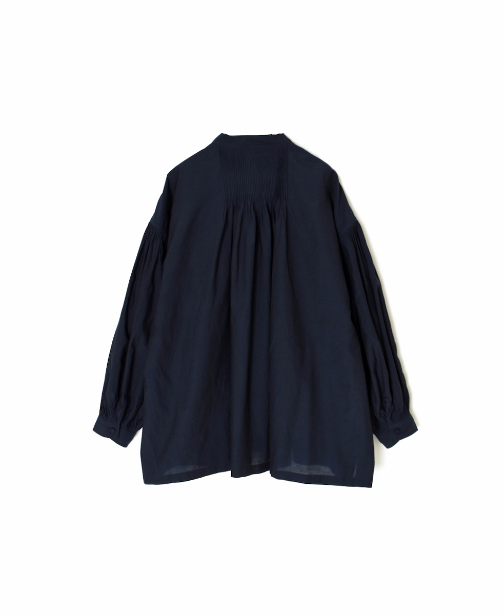 INMDS25741(シャツ) BANGALORE COTTON/SILK PLAIN BANDED COLLAR SHIRT WITH MINI PINTUCK