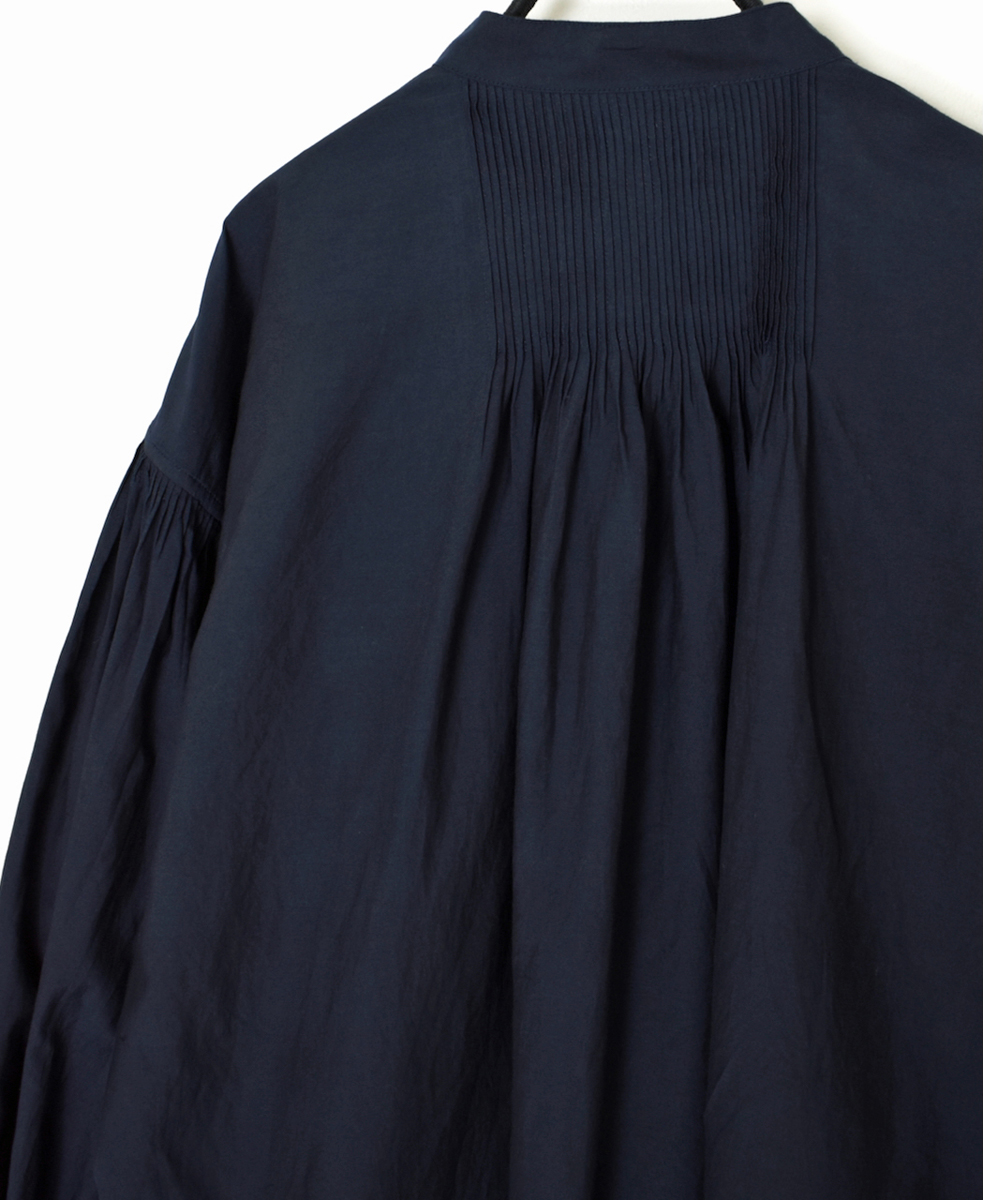 INMDS25741(シャツ) BANGALORE COTTON/SILK PLAIN BANDED COLLAR SHIRT WITH MINI PINTUCK