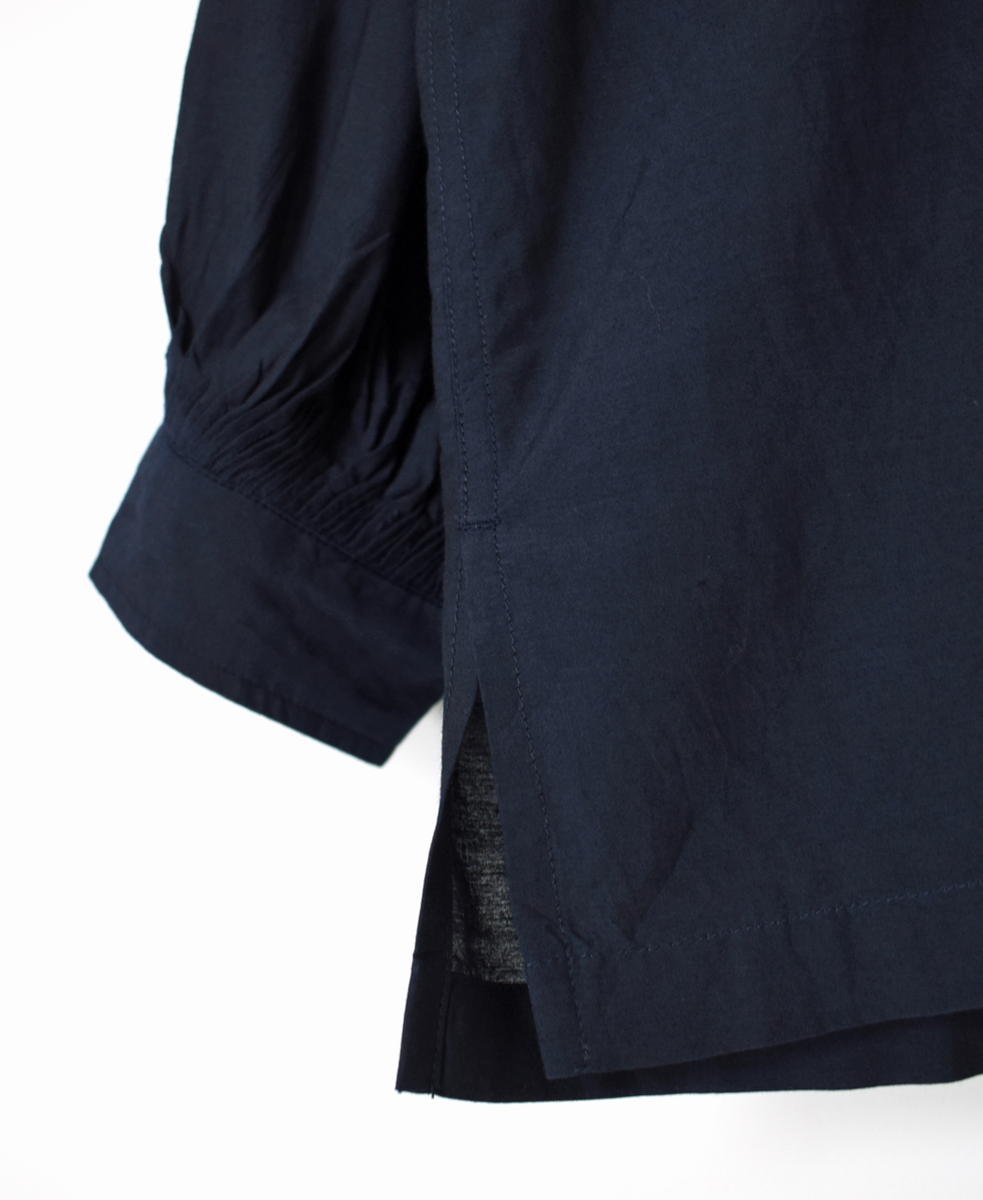 INMDS25741(シャツ) BANGALORE COTTON/SILK PLAIN BANDED COLLAR SHIRT WITH MINI PINTUCK