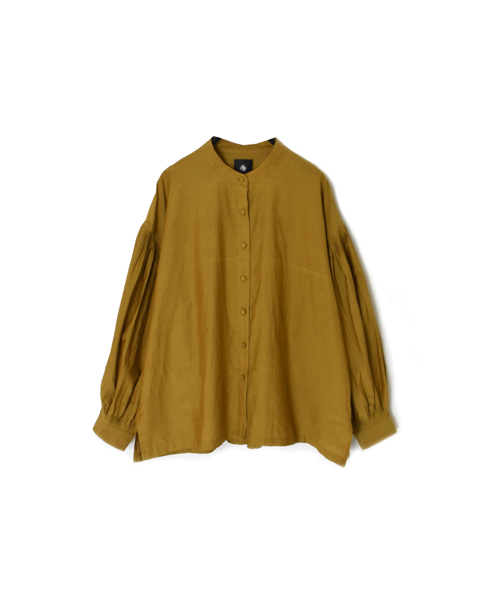 INMDS25741(シャツ) BANGALORE COTTON/SILK PLAIN BANDED COLLAR SHIRT WITH MINI PINTUCK