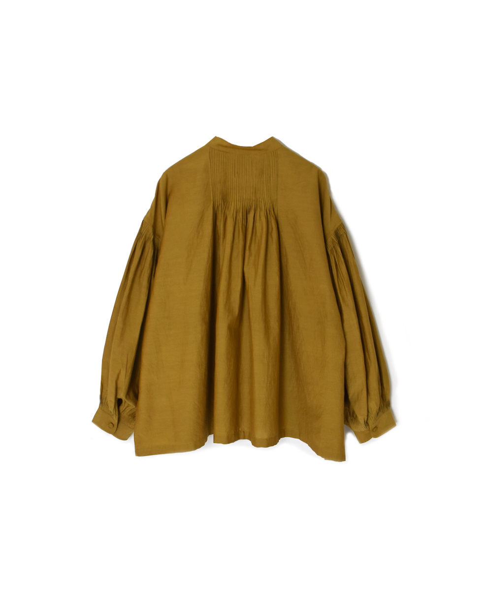 INMDS25741(シャツ) BANGALORE COTTON/SILK PLAIN BANDED COLLAR SHIRT WITH MINI PINTUCK