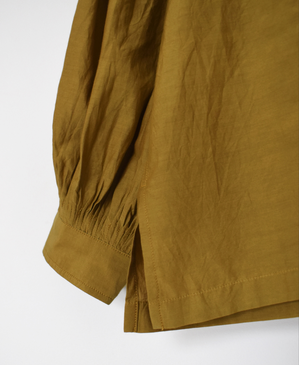 INMDS25741(シャツ) BANGALORE COTTON/SILK PLAIN BANDED COLLAR SHIRT WITH MINI PINTUCK
