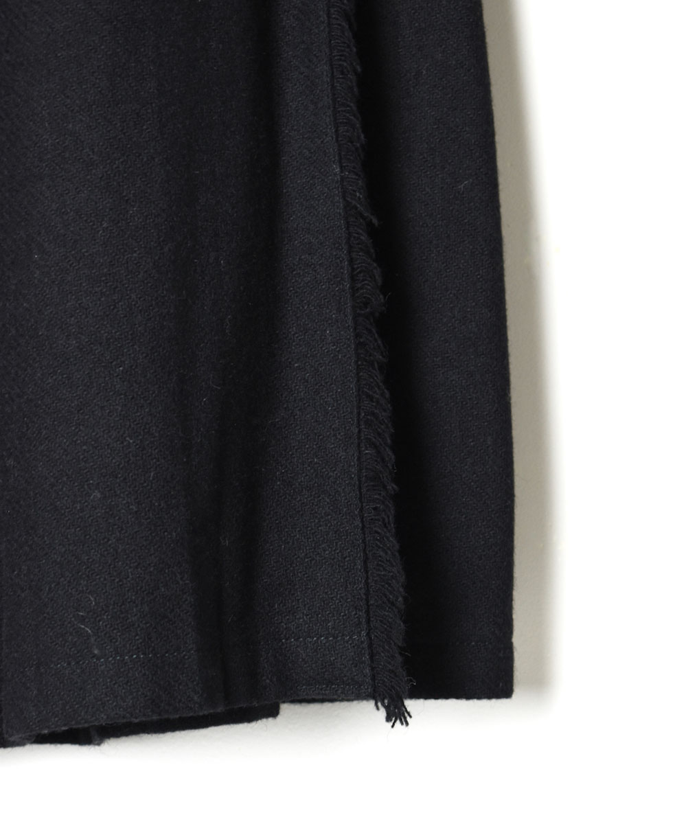 NOD1173 (スカート) HEAVY TWEED LOW WAIST PLEATS WRAP SKIRT LENGTH 80cm (WITH PIN)