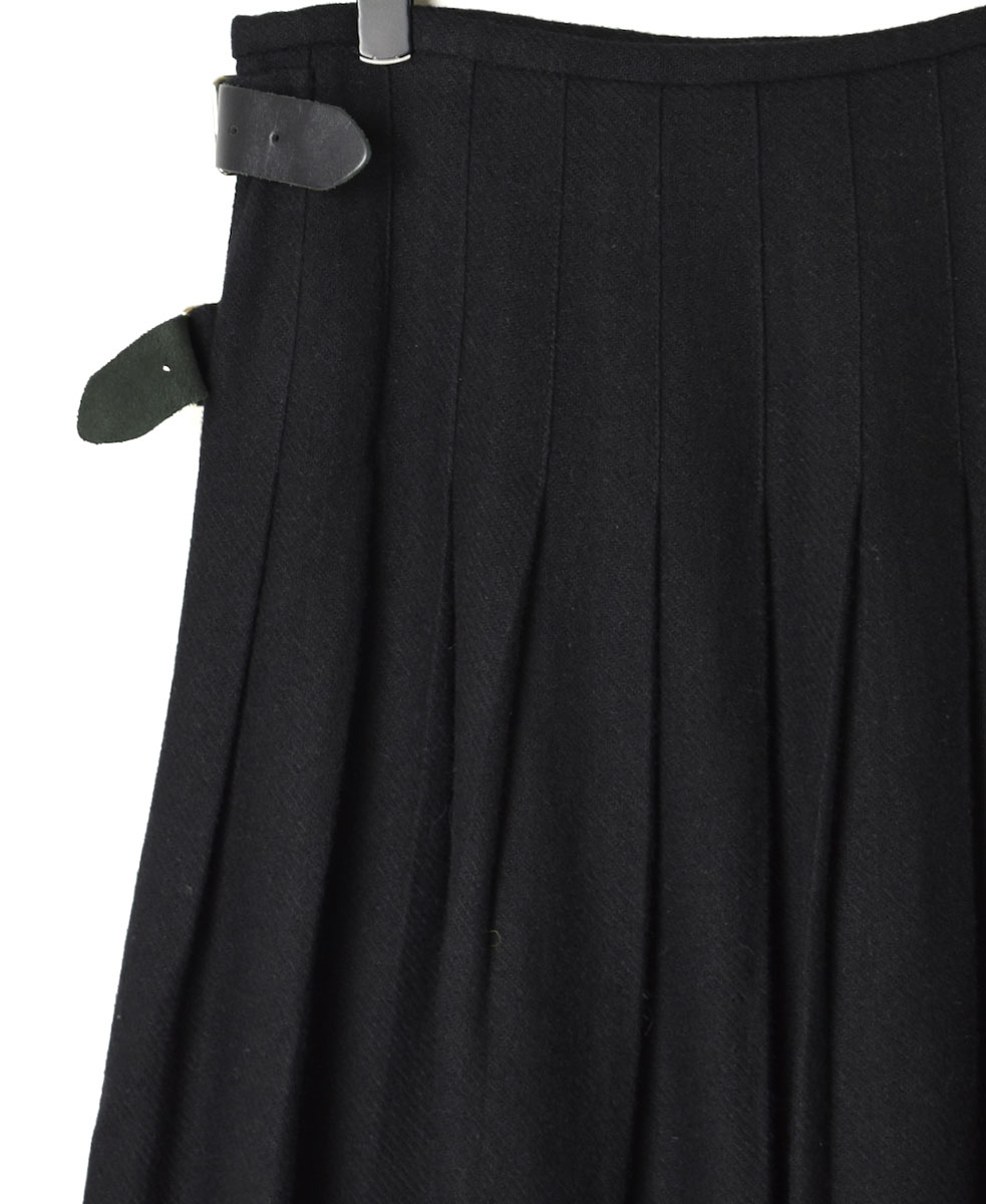 NOD1173 (スカート) HEAVY TWEED LOW WAIST PLEATS WRAP SKIRT LENGTH 80cm (WITH PIN)
