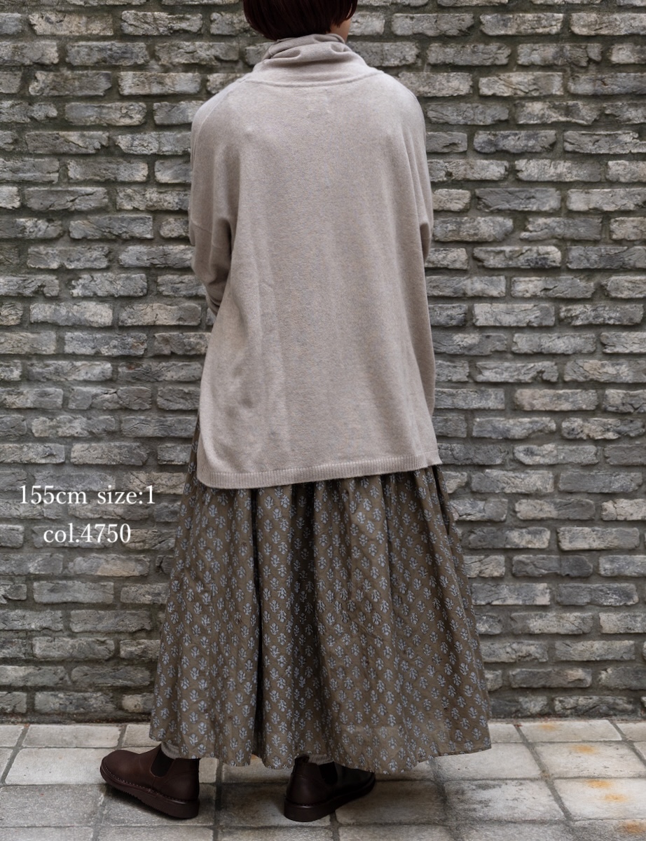 NMDS25555(スカート) 80s COTTON VOILE FLOWER BLOCK PRINT RAJASTHAN TUCK GATHERED SKIRT WITH LINING