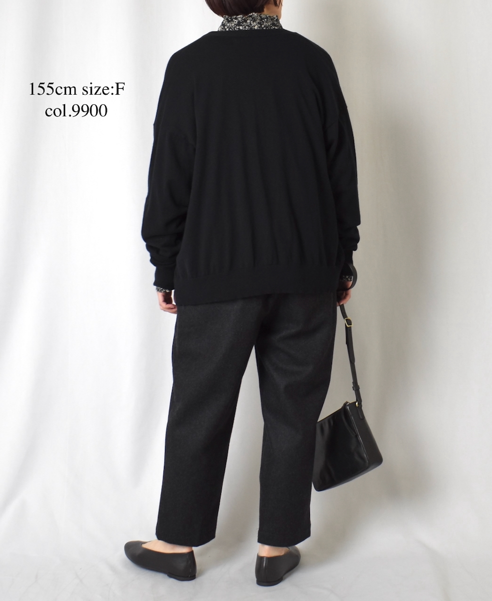 GNSL25531(カーディガン) 14GG 2PLY PLAIN STITCH COTTON WOOL CASHMERE V-NECK CARDIGAN